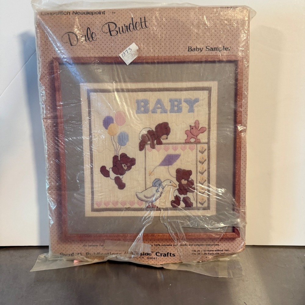 Dale Burdett Longstitch Needlepoint Kit Baby Sampler 1984 Vintage‎ Bears Nursery
